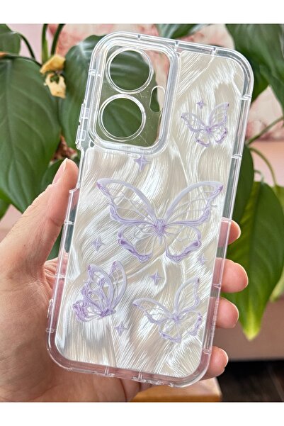 Fibaks Realme C55 Case Bright Hologram Butterfly Pattern Shock Absorbing Camera Protection Colorful Silicone.