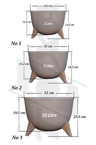 ToXA 3lü Küre Saksı Seti Drenaj Süzgeçli Ayaklı Bitki Çiçek Saksısı Ufo Set