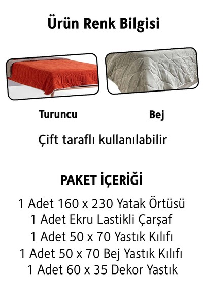 benim odam Alfa Kapitone Yatak Örtüsü (Turuncu)