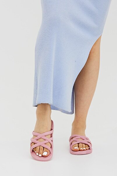 Moda Devrin Gz12494 Αντιολισθητικές παντόφλες με ροζ ψάθινες παντόφλες παραλίας πισίνας