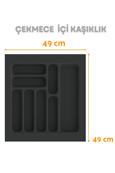 ShopyTime Çekmece İçi Kaşıklık ve Kepçelik Düzenleyici – Antrasit 49x49 cm (4...