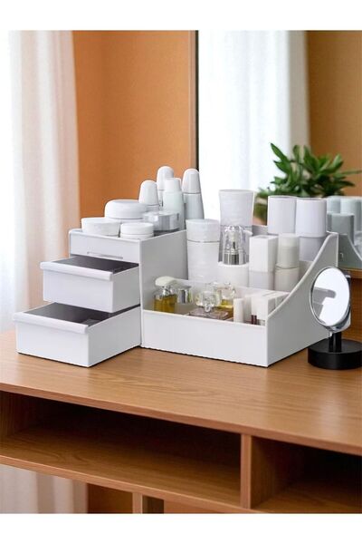 Bayev 2Pcs Petite Mini Drawers Makeup Cosmetic Stand Office Organizer Compartment Perfume Lipstick Rack