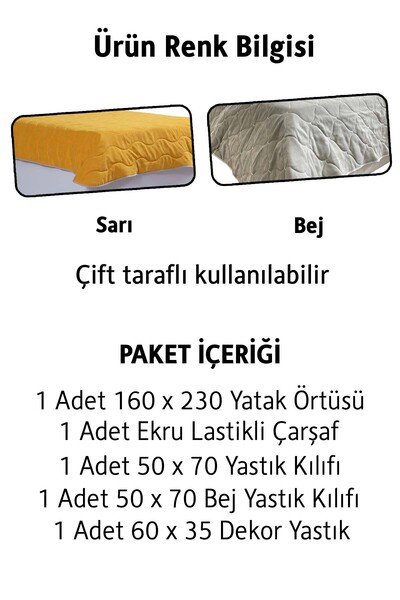 benim odam Alfa Kapitone Yatak Örtüsü (Sarı)