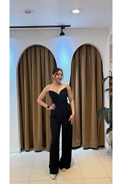 SUNAYBUTİK SİYAH STRAPLEZ TULUM