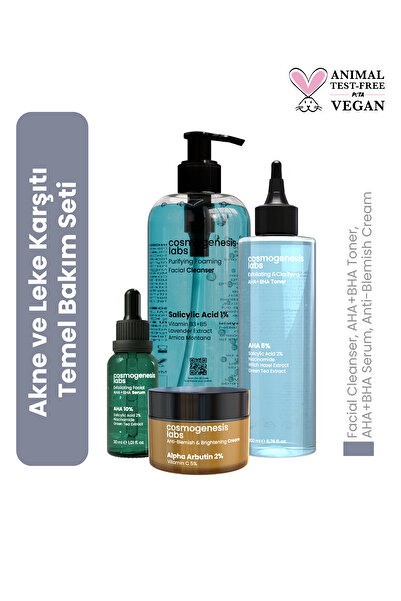 Cosmogenesis Labs Acne Önleyici Ve Leke Karşıtı Temel Cilt Bakım Seti Vegan