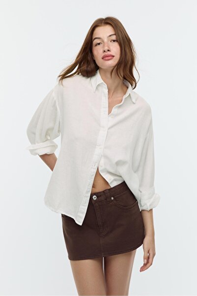 Stradivarius قميص من مزيج الكتان