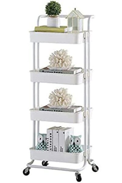 Türkiye 4-Tier Kitchen Rolling Cart, Utility Storage Trolley Cart with Wheels, Laundry Waterproof Cart, Mobi