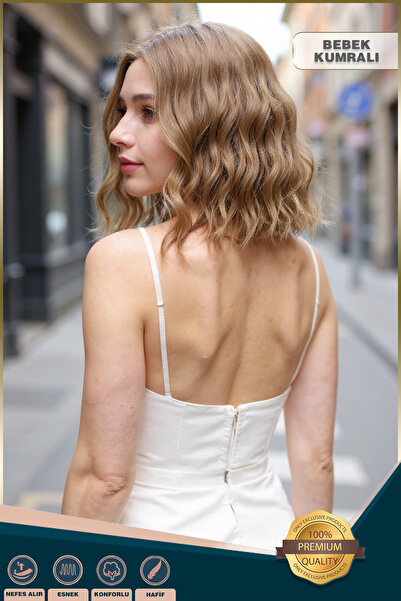 KONAK PERUK Fiber Sentetik Kısa Dalgalı Perçemsiz Peruk - Bebek Kumralı