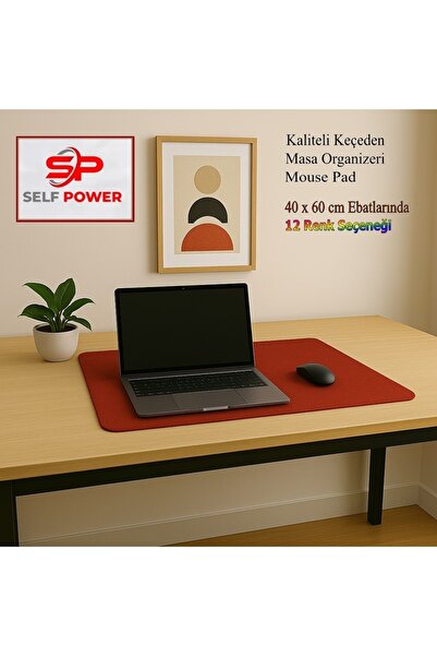 Self Power Kırmızı Kalın Keçe Çalışma Masası Düzenleyici Mouse Pad (60 X 40 CM)