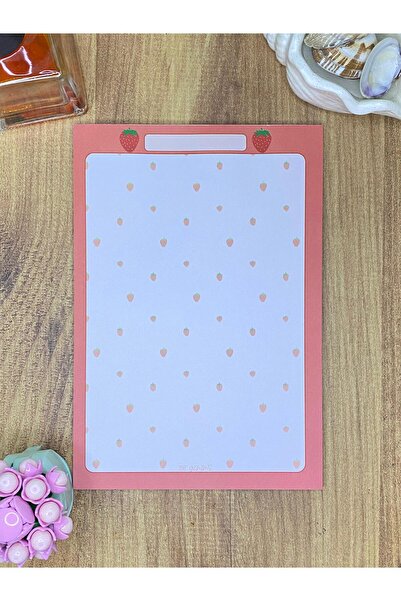 THE GENİMS A5 Kırmızı Renkli Çilek Desenli Çizgisiz Bloknot - Notepad - Not D...