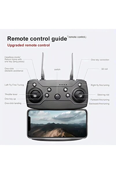 Generic E88 PRO Foldable Drone with 4K HD Dual Camera, Obstacle Avoidance, Height Keep, black