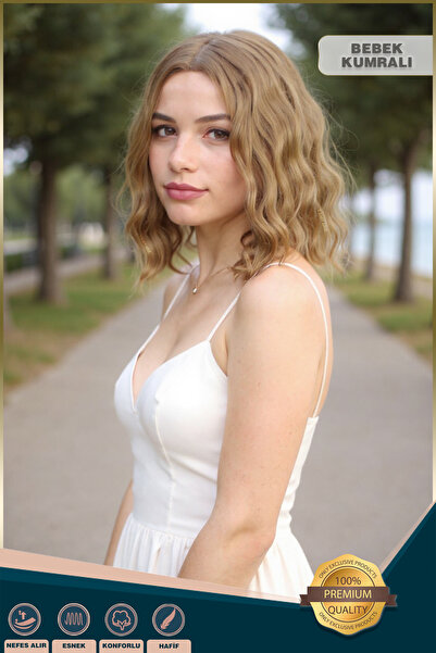 KONAK PERUK Fiber Sentetik Kısa Dalgalı Perçemsiz Peruk - Bebek Kumralı