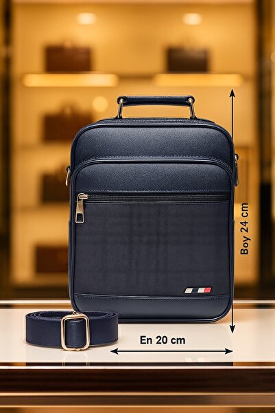 Newish Polo Postacı El Omuz Çantası Kareli Suni Deri Kasasız-Büyük Boy (Ekono...