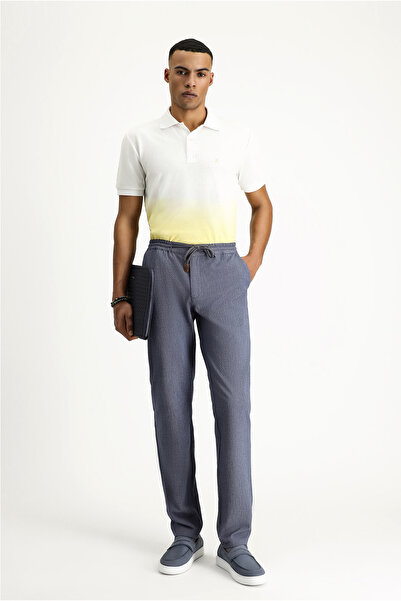 Kiğılı String Patterned Lycra Slim Fit Trousers - Elastic Waist