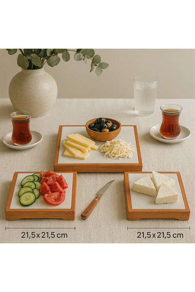 Fiyakalı Ürünler Atölyesi Ahşap Standlı Mermer Sunum,Doğrama Tahtası,Peynir Tabağı,Dekoratif Tepsi,Organizer