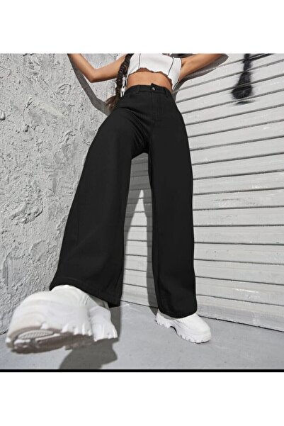 pass&pass جينز بالازو ليكرا أسود للسيدات لعام 2021 - بنطلون جينز