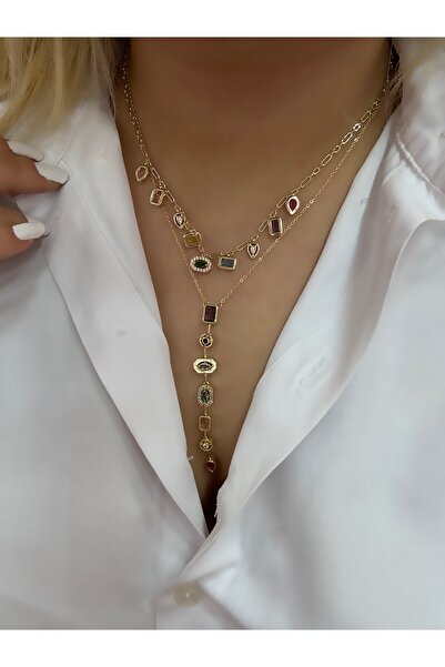 Hicrans Takı RENKLİ TAŞLI VİP VİRAL KOLYE