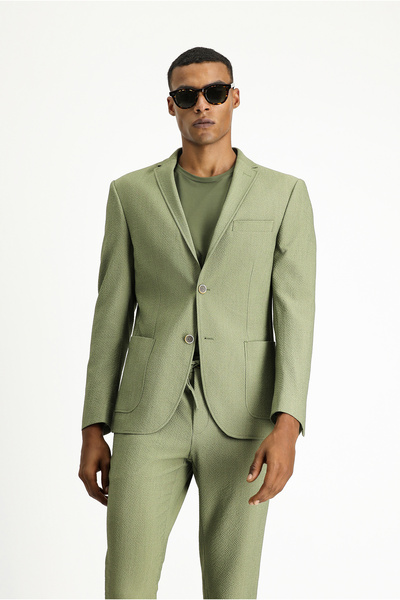 Kiğılı Super Slim Fit - Jachetă Seersucker Extra Slim Fit