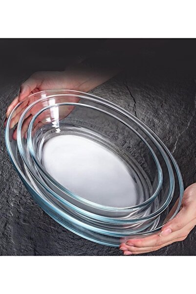 Generic 3-Piece Clear Oval Glass Baking Tray Set