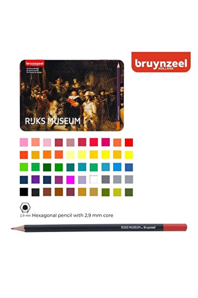 Bruynzeel Rijks Museum Kuru Boya Kalem Seti 50 Renk Night Watch Metal Kutu