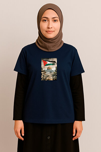 HUBERYWEAR Tricou pentru femei Spiritul Rezistenței Moscheea Al-Aqsa Imprimat...