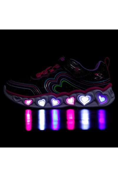 SKECHERS S-lights Heart Lights Retro Hearts 302689L Işıklı Ortopedik Çocuk Spor Ayakkabı SİYAH