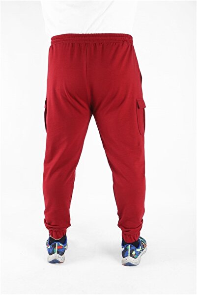 Starbattal Large Size Men's Plain Commando Sweatpants 22520 Bordo