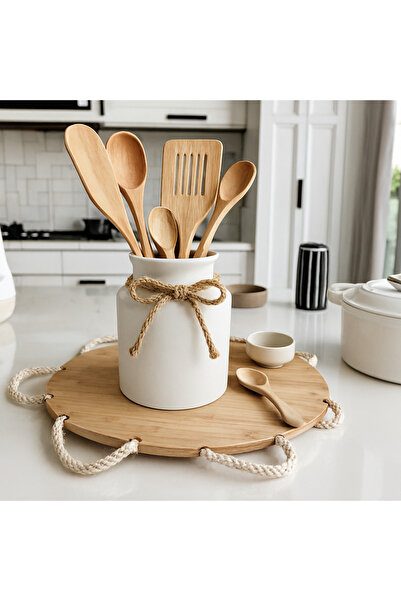 Lui Tasarım Cutlery Holder White Ceramic Bohemian Style XL Large Plain White Ceramic Trend