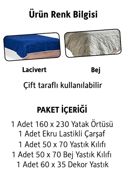 benim odam Alfa Kapitone Yatak Örtüsü (Lacivert)