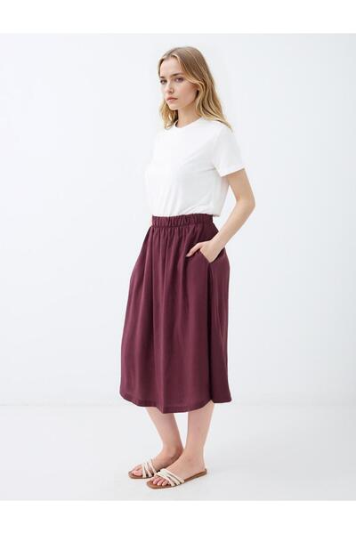 Jimmy Key Fusta midi țesută cu talie înaltă, roșu Claret