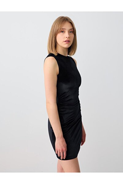 Jimmy Key Black Slim Fit Round Neck Sleeveless Knitted Mini Dress