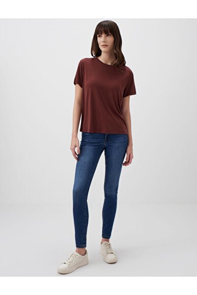 Jimmy Key Kahverengi Düz Kesim Bisiklet Yaka Kısa Kollu Basic Tişört