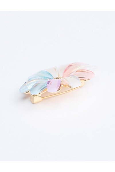 Jimmy Key Pembe Renkli Çiçek Figürlü Parlak Taşlı Broş