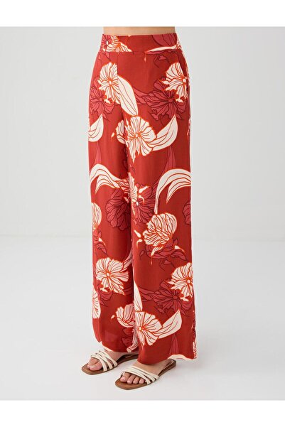 Jimmy Key Bordo Rahat Kesim Bol Paça Desenli Dokuma Pantolon