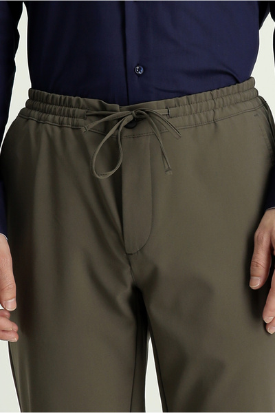 Kiğılı Techno-Line Slim Fit Dar Kesim Beli Lastikli İpli Likralı Klasik Kumaş Pantolon