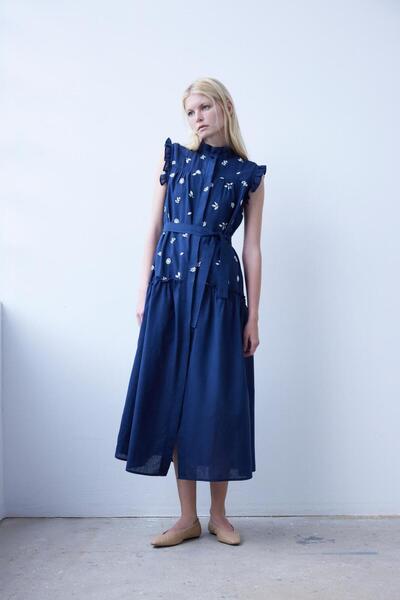 By Mare Style Afrodile-Maxi Linen Cotton Navy Blue Dress