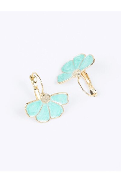 Jimmy Key Yeşil Çiçek Figürlü Mine Detaylı Minimal Küpe