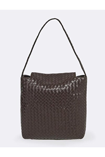 Jimmy Key Kahverengi Örgü Desenli Deri Görünümlü Çanta