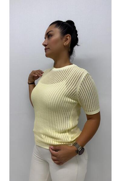 QYA Clothing Bluză JM confortabilă, cu mânecă scurtă, din fire rece