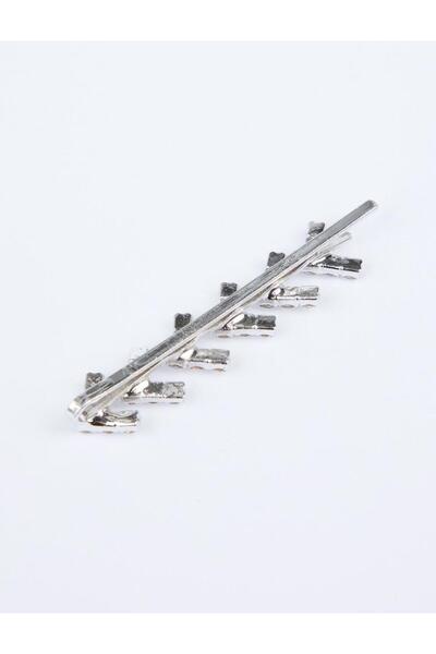 Jimmy Key Gümüş Rengi Parlak Taş Detaylı Tel Toka