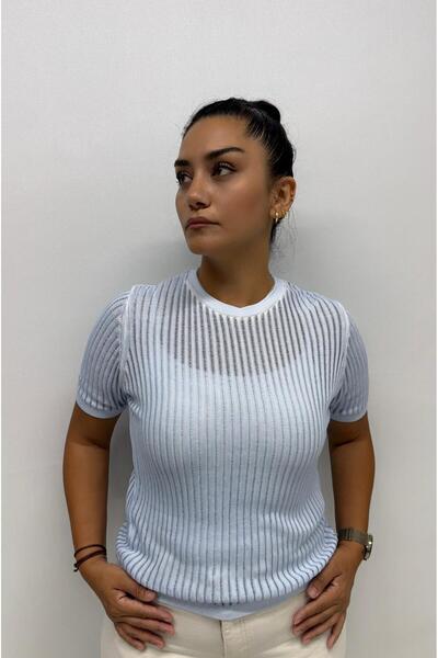 QYA Clothing Bluză JM confortabilă, cu mânecă scurtă, din fire rece