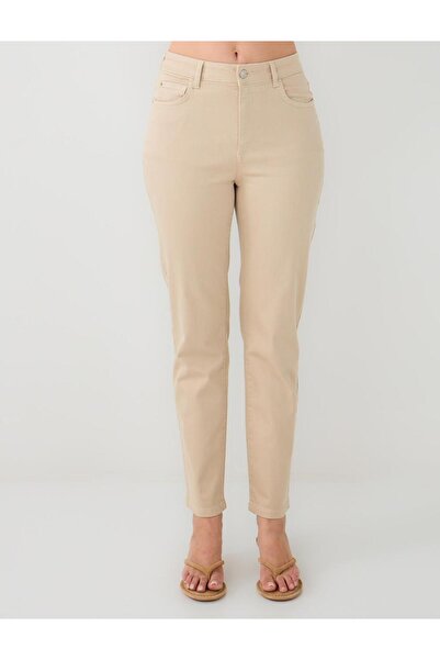 Jimmy Key Bej Yüksek Bel Normal Paça Dokuma Pantolon
