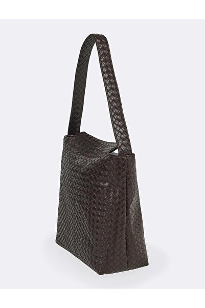Jimmy Key Kahverengi Örgü Desenli Deri Görünümlü Çanta