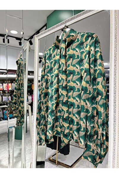 MERAM BUTİK Nars Tiger Crepe Bluz - Patterned - 2