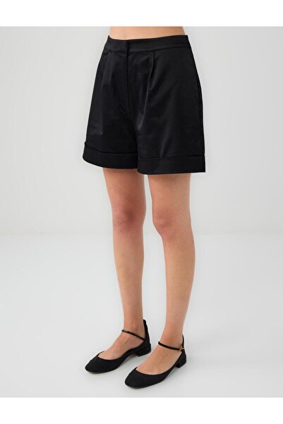Jimmy Key Siyah Normal Bel Bol Paça Dokuma Şort