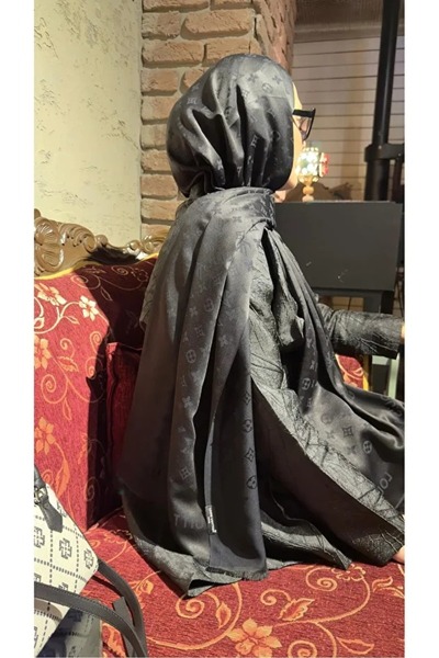 Gogoey Silky Lv Jacquard Powder Anthracite Women's Shawl