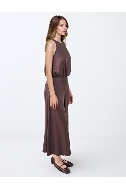 Jimmy Key Bitter Brown High Waist Loose Wide Leg Short Woven Trousers