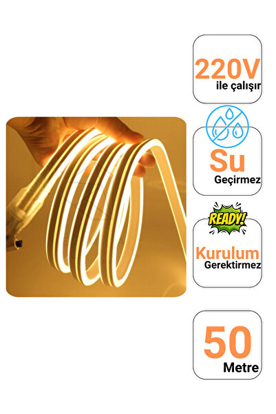 Ema Dükkan 50 Metre Gün Işığı 220 Volt Neon Led Tak Çalıştır Esnek Şerit Neon Led Aydınlatma 8x16 Mm Hortum Led