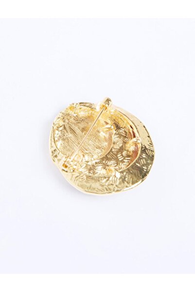 Jimmy Key Kahverengi Mine Detaylı Oval Broş