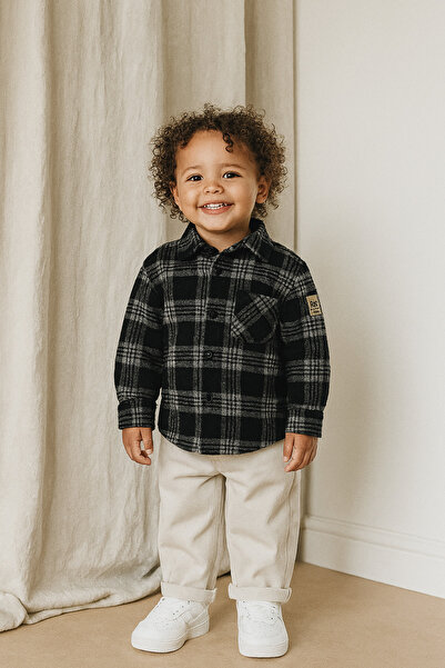 rg kidsstore Bebek Jaglon Detaylı Oduncu Gömleği